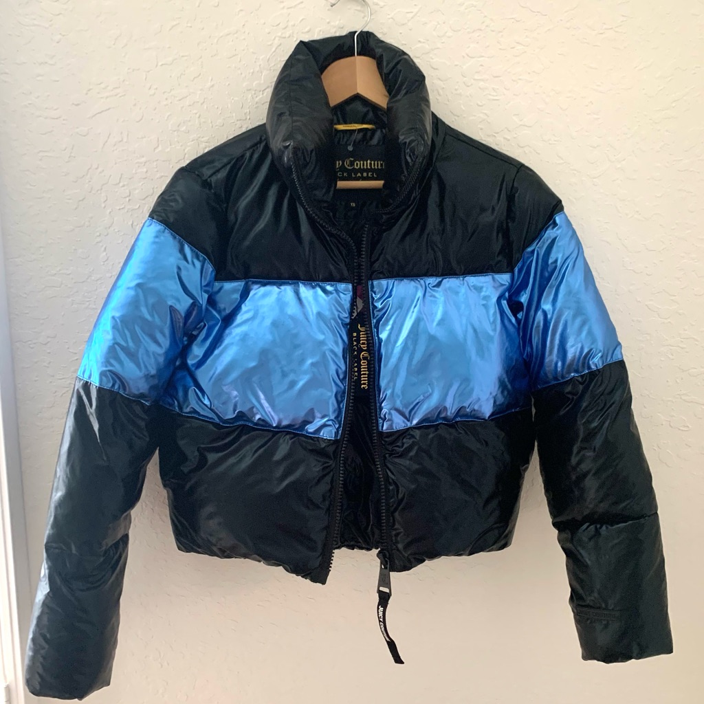 Nwt Juicy Couture Metallic Down Puffer Jacket